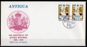 Antigua 1980 Sc#584/585 Queen Mother 80th.Birthday Set (2) Official F.D.C.