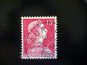 France, Scott #753, used (o), 1955, Marianne (de Muller), 15frs, carmine