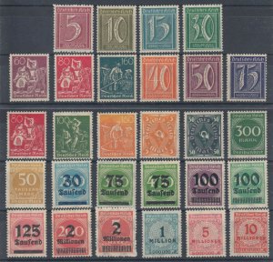 Germany Sc 137/286 MNH. 1921-23 issues, 28 different, fresh, bright, F-VF.