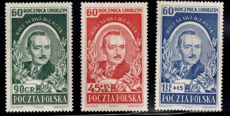 Poland Scott 538, B66-67 MH* stamp set