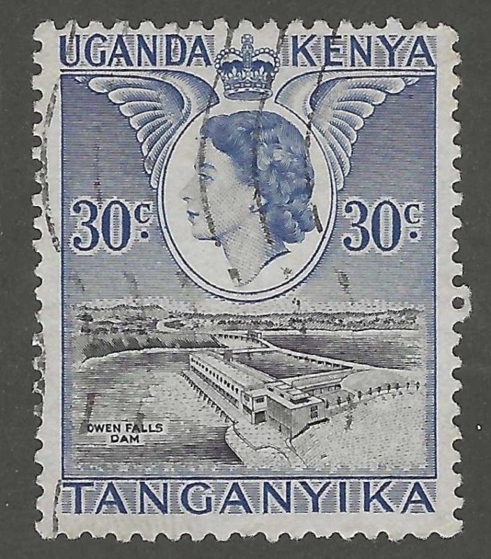 Kenya, Uganda, stamp, Scott#103, used, hinged, 30c, Dam,
