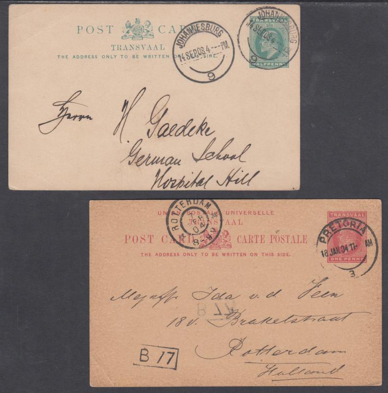 Transvaal H&G 11, 12 used 1902 ½p + 1p KEVII Postal Cards