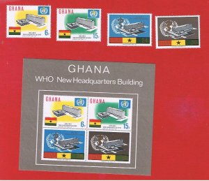 Ghana #247-250a MNH OG   WHO with Souvenir Sheet   Free S/H