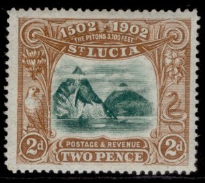 ST. LUCIA EDVII SG63, 2d green & brown, M MINT. Cat £18.