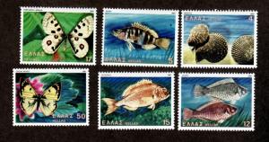 Greece # 1397-1402 Mint NH Butterflies Fish! 