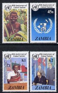 ZAMBIA - 1986 - U N O, 40th Anniv - Perf 4v Set - Mint Never Hinged