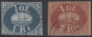 PERU 1857 PSNCo Sc 1-2 FULL SET MUTE CANCELS FORGERIES STEAMSHIP 