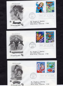 4084a-t Comic Heroes, set/10 FDC PCS addressed
