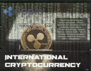 TUVALU  2021 INT'L CRYPTOCURRENCY RIPPLE  SOUVENIR SHEET MINT NEVER HINGED