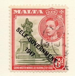 Malta 1948 Early Issue Fine Used 6d. Self Government 1947 Optd 248989