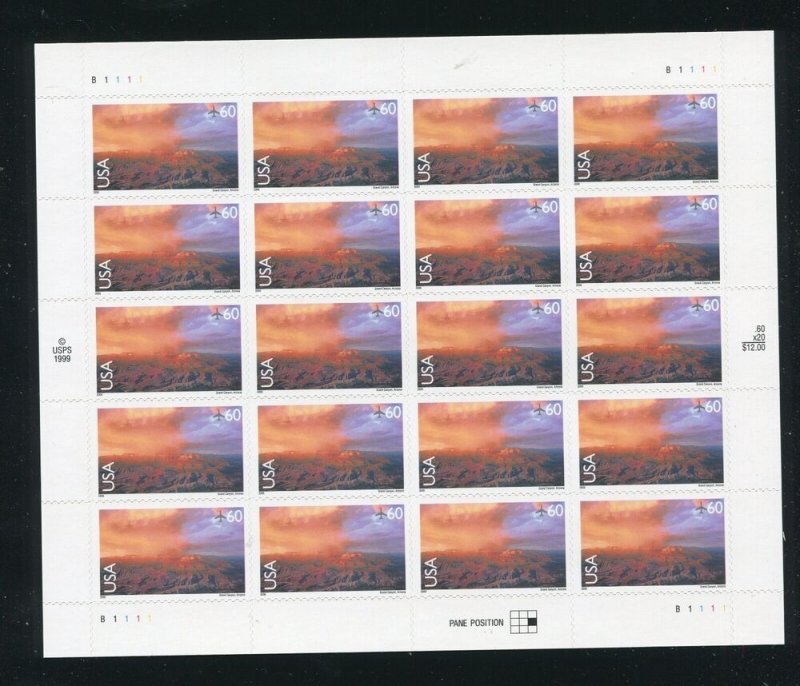 C135 Grand Canyon Sheet of 20 60¢ Air Mail Stamps MNH