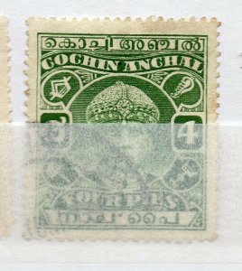 India Cochin 1933-38 Early Issue Fine Used 4p. Optd NW-16298
