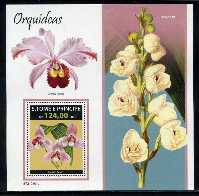 SAO TOME 2021 ORCHIDS SOUVENIR  SHEET MINT NEVER HINGED