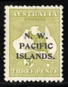 North West Pacific Islands #3 Cat$25, 1915 3p olive bister, hinged