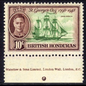 British Honduras 1949 KGV1 10ct St Georges Cay Umm SG 170 ( H580 )