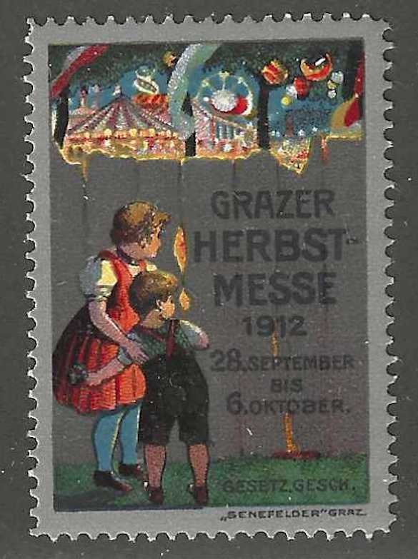 Grazer Autumn Fair, Graz, Austria, 1912 Poster Stamp / Cinderella Label