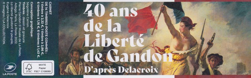 2022 France Gandon's Liberty Delacroix   Bk12 (Scott NA) MNH