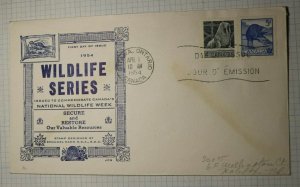 Canada FDC 1954 Wildlife Series Week JCR Cachet Cover Sc# 335 336 