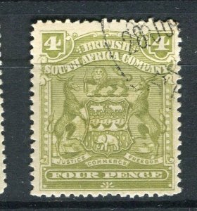 RHODESIA; 1898 early classic Springbok issue fine used 4d. value