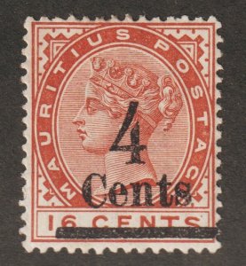 1900 Mauritius Sc# 116 - 4¢ Provisional QV MH postage stamp Cv$17.50