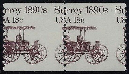 1907 - 18c Misperf Error / EFO Pair Surrey Transportation Series Mint NH