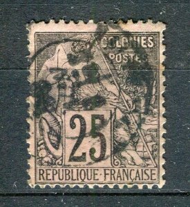 FRENCH COLONIES; 1880s General issue used 25c. value + Postmark,