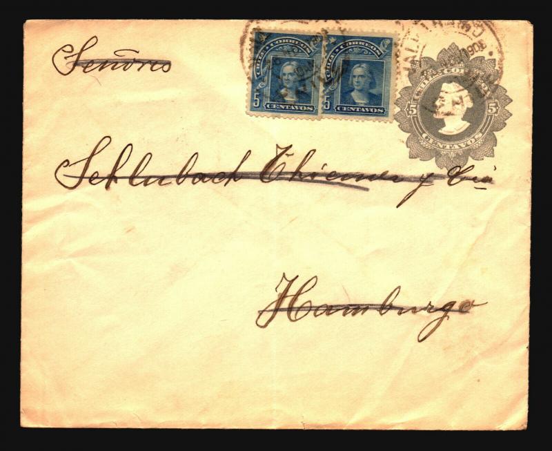 Chile 1908 Uprated Stationery Cover to Germany / Fold - Z14679