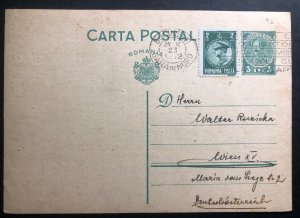 1932 Bucarest Romania Stationery postcard Cover To Vienna Austria