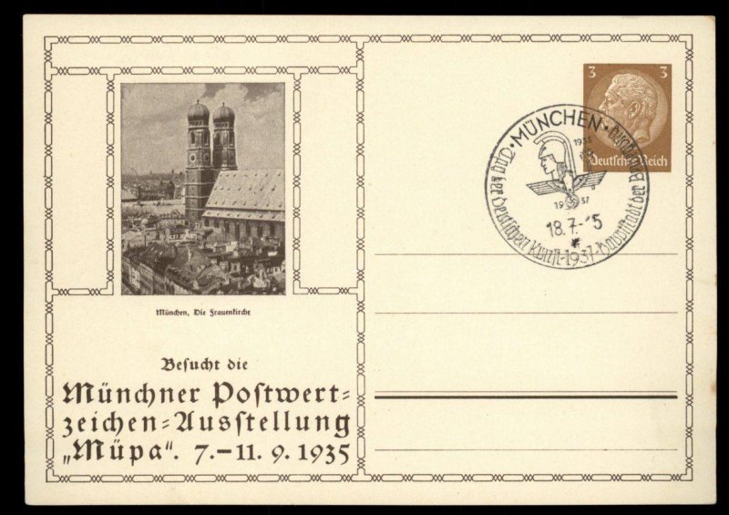 Germany 1935 Munich MUPA Stamp Show Private Postal Card Cover Advertising G99304