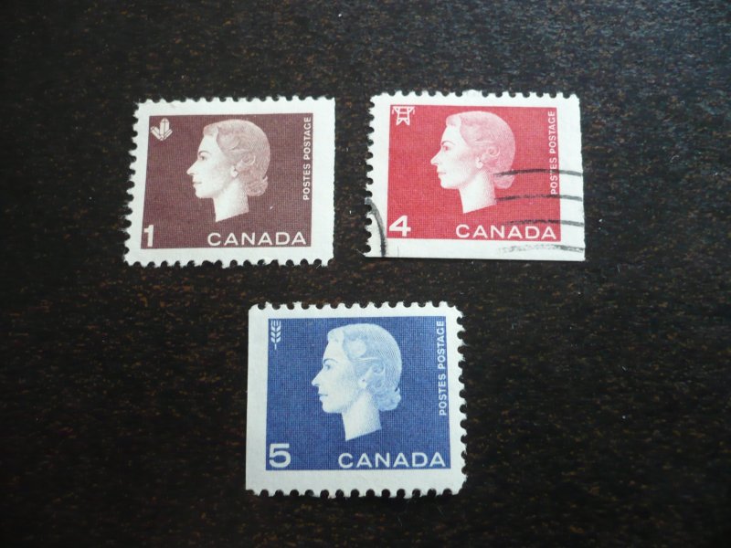 Stamps - Canada - Scott# 401AS,404AS,405AS - Mint Hinged & Used Set of 3 Stamps