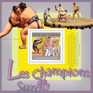 COMOROS - 2010 - Sumo Champions - Perf Souv Sheet - Mint Never Hinged