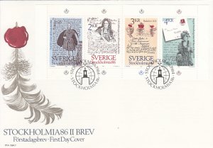 Sweden 1984 FDC Sc #1505a Booklet pane Historic letters Stockholmia 86