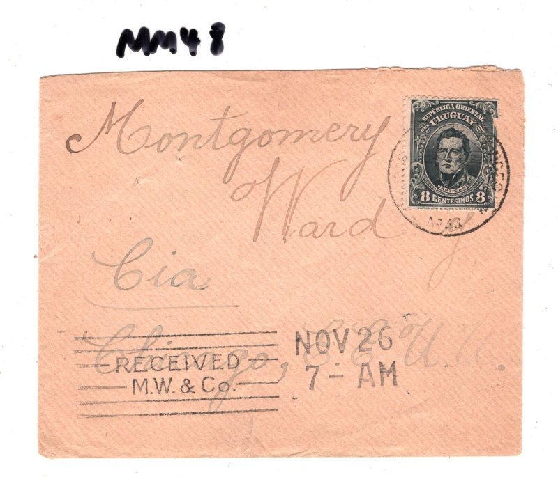 URUGUAY Cover Montevideo Chicago Illinois USA 1913 {Samwells-Covers} MM48