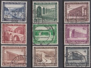 GERMANY Sc # B93-101.4 USED CPL SET of 9  LANDMARKS and HISTORICAL SITES