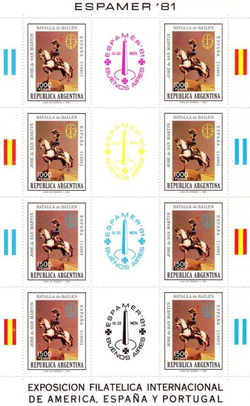 Argentina 1981 Gl.San Martin Espamer '81 Philatelic Sheet (8) Perforated mnh