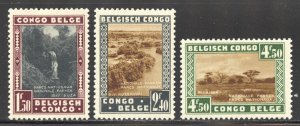Belgian Congo Scott 168-69,171 Unused HOG - 1937 National Parks - SCV $1.00
