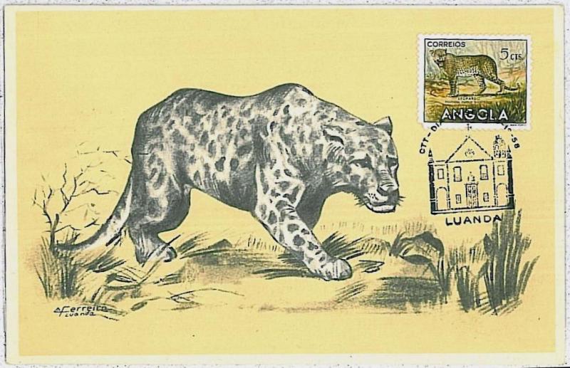 MAXIMUM CARD - POSTAL HISTORY - Angola: Leopards, Wild animals, 1958