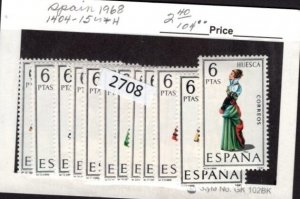 (2708) Spain Scott 1404-15 costumes, Lightly Hinged