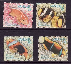 Vanuatu-Sc#637-40-Unused NH set-Marine Life-Anemonefish-1994--please note there