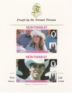 MONTSERRAT  1986 WEDDING - ANDREW & FERGIE  imperf on FORMAT INT PROOF CARD