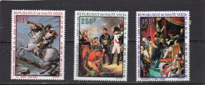 UPPER VOLTA 1969 PAINTINGS/NAPOLEON SET OF 3 STAMPS MNH 