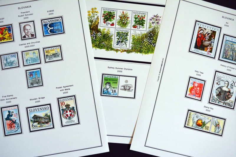 COLOR PRINTED SLOVAKIA 1939-2010 + 2011-2020 STAMP ALBUM PAGES (136 ill. pages)