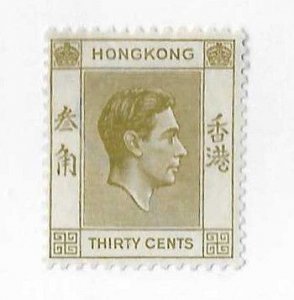 Hong Kong Sc #161 30c olive green OG VF