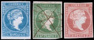 Cuba, Spanish Dominion Scott 12-14 (1857) M/U H F-VF Complete Set, CV $31.00 B