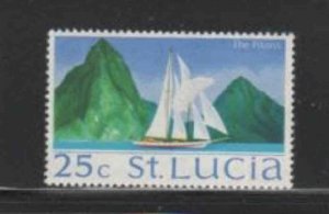 ST. LUCIA #269 1970 25c THE PITONS & SAILBOAT MINT VF NH O.G