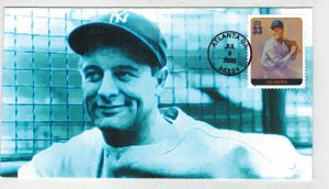 LEGENDS OF BASEBALL FDC 3408T LOU GEHRIG SCARCE GSCC ALLOVER CACHET #2