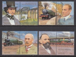 Nevis 438-441 Trains MNH VF