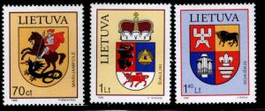 LITHUANIA Scott 642-644 MNH** 1999 Coat of Arms set