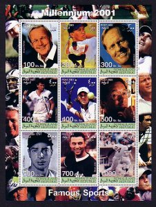 Somaliland, 2001 issue. Famous Sport Athletes, sheet of 9. ^