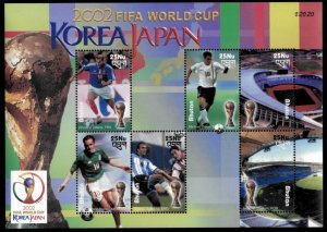 Bhutan 2002 - World Cup Soccer - Sheet of 6 Stamps - Scott #1368 - MNH